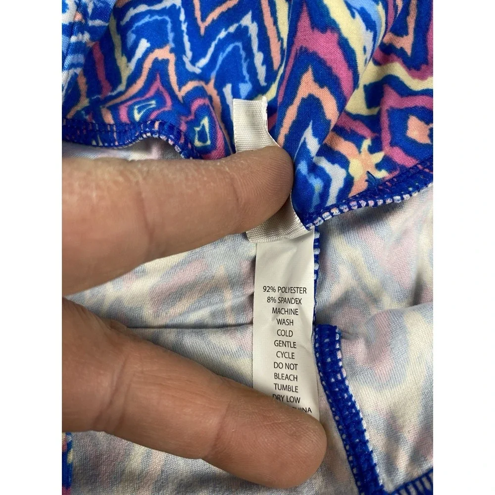 Lularoe Women's Pull On Geometric Pattern Leggins Blue Tall‎ & Curvy